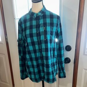 CAT Blue Plaid Button-Up Shirt